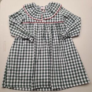 La Coquette Green and White Checkered Kids Dress 5T